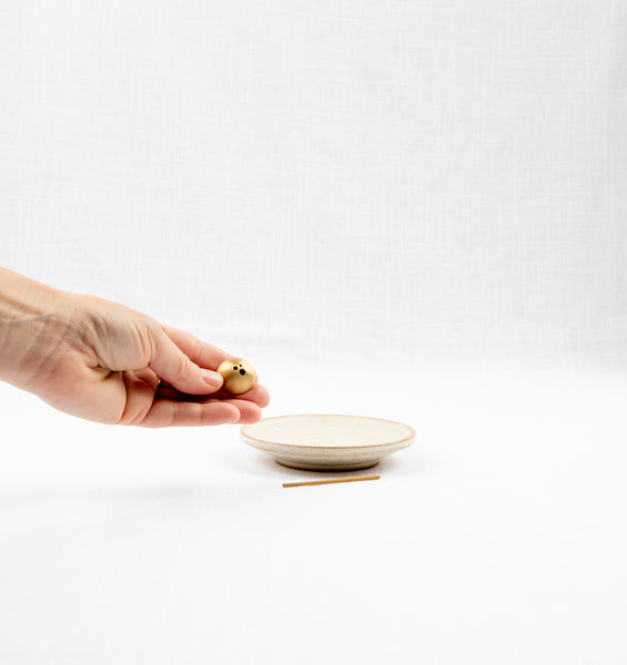 Brass and Stoneware Incense Holder