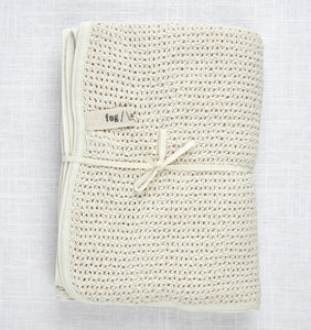 Fog Linen Knit Baby Blanket