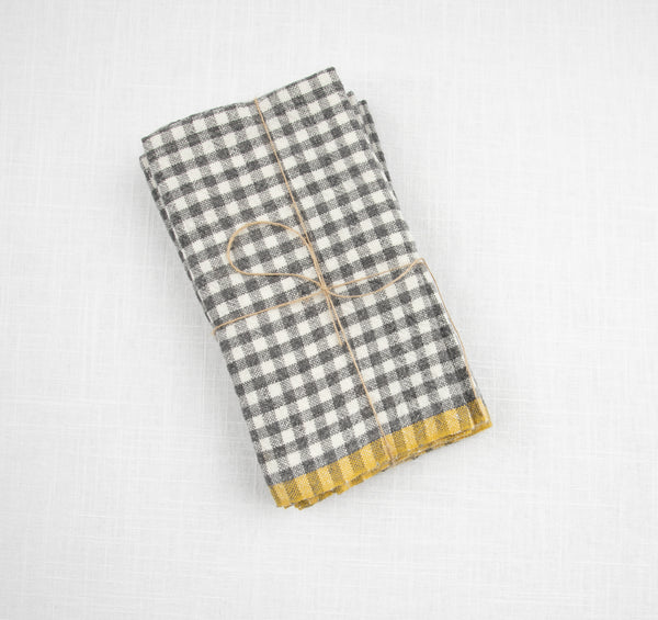 Set of 4 Two-Tone Gingham Napkins