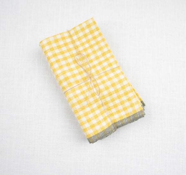 Set of 4 Two-Tone Gingham Napkins