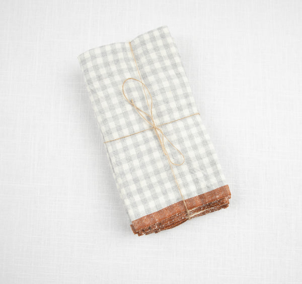 Set of 4 Two-Tone Gingham Napkins