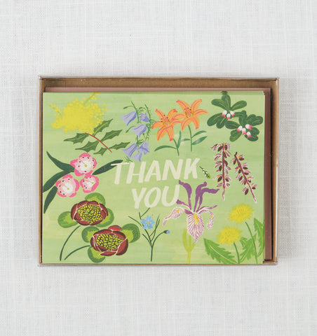 Thank You Mint Floral Card Pack